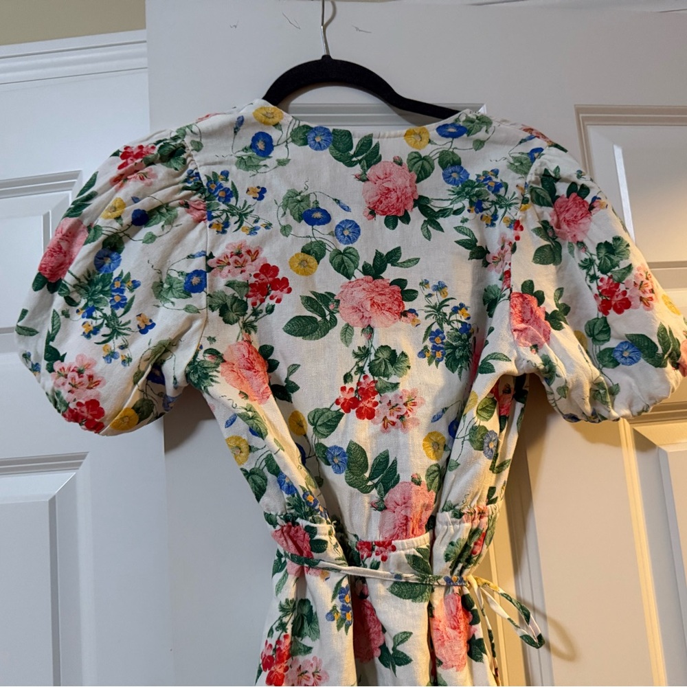 Old Navy Floral Puff Sleeve Mini Wrap Sundress - Picture 7 of 8